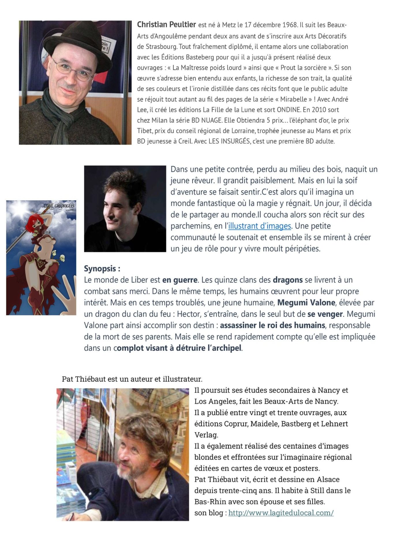 Nouveaux Arrivants Portraits d'artistes avec des descriptions de leur travail et de leurs contributions.